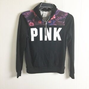 Victoria’s Secret PINK Sweater Zip Floral Black S